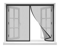 Mosquito Window Screen Mesh Fly Curtain,170x120cm Screen Door Keep Bugs Out,Let Cool Breeze in,Self Sealing Magnets,Retractable Mesh Net Closure,Curtain Works with Pets Black