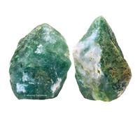 Moss Agate Crystal Raw Stones - 2 Pcs Healing Crystals for Spiritual Growth and Energy Cleansing - Natural Gemstone for Meditation, Chakra Balance, and Home Decor Gifts