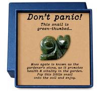 Moss Agate Snail Garden Decor for Plant Lovers, Green Crystal Mini Figure for Pots Earth & Terrarium, Natural Stone Lucky Charm for Indoor Outdoor Plants, Gardening Gift for Women