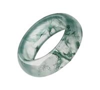 Moss Agate Wedding Ring Natural Gemstone Engagement Band