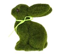 Moss Bunny Ornament - 13x15x8cm Foam Flocking Animal Figure, Cute Natural Style Display Accent | Living Room Bedroom Shelf Table Photography Prop Birthday Present Home Decorative Piece