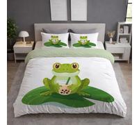 Moss Green Duvet Cover - King 220 x 230 - Soft Lightweight, Machine Washable, Fluffy, Non Iron, Versatile - Minimalistfrogmilk Tealotus Leaf Bedding - Duvet Cover Sets For Bedroom