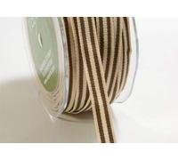 Moss Green & Ivory Stripe Grosgrain 10mm Ribbon by May Arts on a 3m Length (N.B. This is a Cut from a roll)
