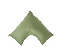 HOMESCAPES Moss Green Organic Cotton V-Shape Pillowcase 400TC 600 Thread Count Equivalent Pillow Case For Nursing Pregnancy and Elderly