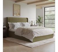 Moss Green Velvet King Size Ottoman Bed with Cushioned Headboard - Frida