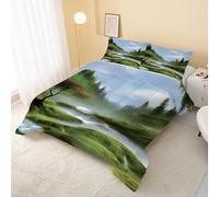 Moss Jungle Super King Coverless Duvet 7.5 Tog, Natural Aesthetics Soft Quilt Comforter Set for Adults, Blue Green Superking Duvets for Bedroom Decor, All Seasons Lightweight Easy Care Bedding R&165