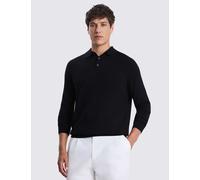 MOSS Merino Wool Rich Knitted Polo Shirt Navy