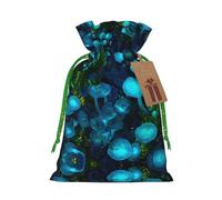 Moss Pattern Printed Drawstring Christmas Linen Gift Bag, Perfect For Gift Bags, Candy Bags