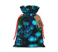 Moss Pattern Printed Drawstring Christmas Linen Gift Bag, Perfect For Gift Bags, Candy Bags