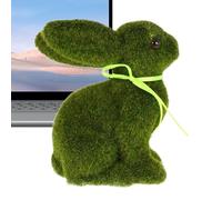 Moss Rabbit - 13x15x8cm Grass Bunny Flocked Animal | Cute Bunny | Artificial Grass Animal Sculpture | Spring Holiday Table Centerpiece | Realistic Faux Moss Figurine For Garden Home Patio Desk Shelf