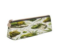 Moss Rock Fern Nature Printed PVC Leather Zipper Pen Pouch for Office