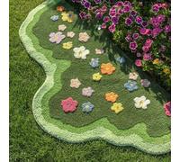 Moss Rug Cute Flower Green Moss Leaf Bathroom Rug Non-Slip 3D Moss Carpet Washable Water Absorbent Soft Moss Carpet Bed for Bathroom Bedroom Kitchen Living (A, 2x4ft)