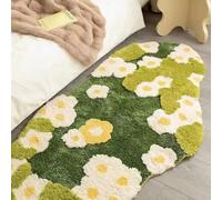 Moss Rug Floral Area Rugs, 3D Stereo Flower Moss Flocking Bedside Carpet Soft Non-slip Washable Tufted Runner Rugs Bedroom Living Room Floor Mat(40 * 60cm)