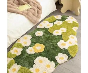 Moss Rug Floral Area Rugs, 3D Stereo Flower Moss Flocking Bedside Carpet Soft Non-slip Washable Tufted Runner Rugs Bedroom Living Room Floor Mat(50 * 80cm)