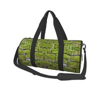 Moss Stone Pavement Large Round Travel Duffle Bag, Full-Print Canvas Weekender with Padded Lining, Multiple Pockets,Detachable Shoulder Strap and Soft Leather Handles