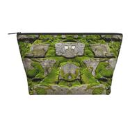 Moss Stone Pavement Print Makeup Bag Travel Cosmetic Bag Large Capacity Makeup Organizer Case Portable Makeup Pouch for Washing, Bedroom Storage