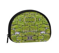 Moss Stone Pavement Print Portable Mini Storage Bag Shell Shaped Wallet Small Coin Wallet Shell Storage Bag