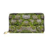 Moss Stone Pavement Printed Leather Wallet for Men Women, Long Clutch Handbag with 12 Card Holder and 3 Money Clip