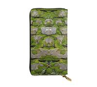 Moss Stone Pavement Printed Leather Wallet with 12 Card Holder and 458 Money Clip, Long Clutch for Men Women