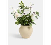 Moss & Sweetpea Artificial Large Flower Arrangement in Vase White