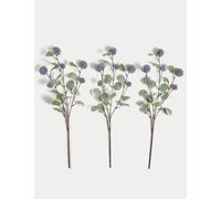 Moss & Sweetpea Set of 3 Artificial Eucalyptus Single Stems - Purple, Purple,Orange