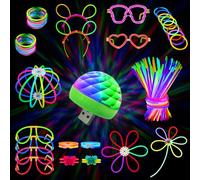 MOSSDNAR 229pcs Glow Stick Party Pack with USB Mini Disco Light,Glow in the Dark Party Accessoriesfor Children Adults, Glow Sticks Party Packs for Birthday Wedding New Years Eve Disco Decoration