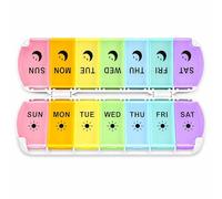 mossime Foldable 7 Day Pill Box 2 Times a Day, Premium Magnetic AM PM Weekly Pill Organiser, Large Capacity Travel Tablet Organiser with Double Protection for Supplement,Fish Oils and Vitamins