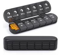 mossime Foldable Weekly Pill Organiser 2 Times a Day, Premium Magnetic AM PM Pill Box 7 Day, Large Capacity Travel Tablet Dispenser with Double Protection for Medication, Vitamins and Fish Oils,Black