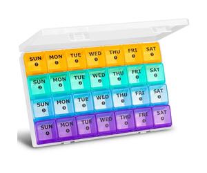 Mossime Large Monthly Pill Box Organiser 4 Week, Pill Boxes 7 Day 1 Times a Day Compartments Tablet Organiser Box 28 Day with Dust-Proof Case Vitamin Meds Supplement Container for Family