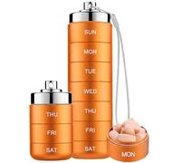 Mossime Metal Pill Organiser 7 Day Stackable Waterproof Travel Pill Box, Large Aluminum Alloy Pill Case Container, BPA Free Weekly Daily Medicine Organizer for Vitamin, Fish Oil, Supplement-Orange
