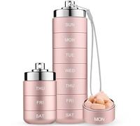 Mossime Metal Pill Organiser 7 Day: Stackable, Waterproof, Travel, Pink