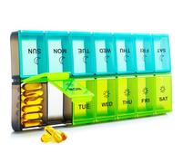 Mossime Weekly Pill Box: 7-Day, 14 Compartments - XL Week Tablet Case, AM/PM Medication Organizer