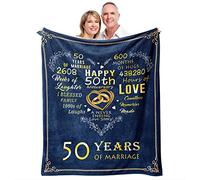 Mosslink 50th Anniversary Blanket, Golden Wedding Anniversary Couple Gifts for Dad Mom Grandparents, 50 Years of Marriage Throw Blankets for Husband Wife 50"x60"