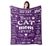 Mosslink Cat Mom Blanket 60"x50", Cat Lover Gifts for Women, Cat Gifts for Cat Lovers, Cat Mom Gifts for Women Birthday, Best Cat Mom Ever Blankets, Christmas Mothers Day Cat Gifts for Cat Mom