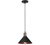 MOSSODOR Black lampshade Metal Cone Pendant Light 24cm Black and Copper Lining Inside. Include E27 1x Edison Filament Bulb for Kitchen Island Dining Room