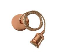 MOSSODOR Ceiling Pendant Light Fitting-Indoor Lighting Fixture-E27 Lamp Holder Ceiling Rose-Braided Flex Cable-Suspended Pendant Light Fitting (Braided Wire-Rose Gold)