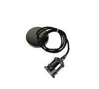 MOSSODOR Ceiling Pendant Light Fitting-Indoor Lighting Fixture-E27 Lamp Holder Ceiling Rose-Braided Flex Cable-Suspended Pendant Light Fitting (Twisted Wire-Pearl Black)