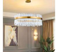 MOSSODOR Crystal Chandeliers Luxurious Chandelier Gold Band with White Crystal | LED Strip, Stainless Steel, Adjustable Cord | 80cm for Bedroom, Living Room, Bar, Kitchen Table, Bathroom