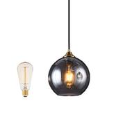MOSSODOR Globe Pendant Light 20cm Shiny Ember Glass Gold Fixture Ambient Lighting Modern Minimal Lampshade for Kitchen Dining Room Bedroom Lights