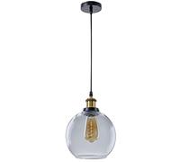 MOSSODOR Luna Globe Pendant Ceiling Light Modern Glass Shade Hanging Lamp Fixture Brass Indoor Decorative Lighting (Clear, 25cm)