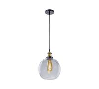 MOSSODOR Luna Globe Pendant Ceiling Light Modern Glass Shade Hanging Lamp Fixture Brass Indoor Decorative Lighting (Clear, 20cm)