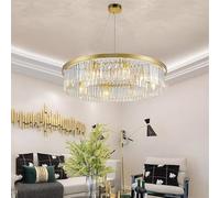 MOSSODOR Modern Crystal Chandeliers-Gold Ceiling Light Fixture-K9 Clear Crystals-Luxury Round LED Ceiling Light for Living Room, Dining Room & Bedroom