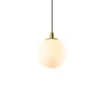 MOSSODOR Opal Clouded Glass 20cm Globe Pendant Light Modern Minimal Ceiling Hanging Lamp Metal Fixture E27 LED Bulb (Included)