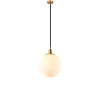 MOSSODOR Opal Clouded Glass 25cm Globe Pendant Light Modern Minimal Ceiling Hanging Lamp Metal Fixture E27 LED Bulb (Included)