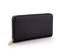 Mossruta Luxury Real Leather Zip Around Travel Wallet | Large Capicity Card Holder Organizer | Classic Phone Clutch for Men Women, Black - Saffiano Leather