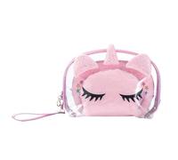 MOSSTYUS Plush Unicorn Cosmetic Bag Organizer Travel Toiletry Set with Clear Waterproof PVC Bag Makeup Pouch for Girls Women, Pink(unicorn3set), One size