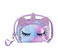 MOSSTYUS Plush Unicorn Cosmetic Bag Organizer Travel Toiletry Set with Clear Waterproof PVC Bag Makeup Pouch for Girls Women, Purple(unicorn3set), One Size, Mobb-250413185f-03
