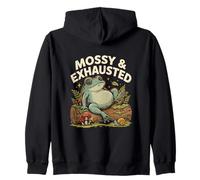 Mossy And Exhausted Cute Tired Frog Nature Zip Hoodie