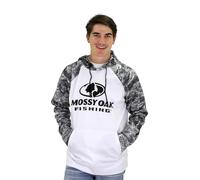 Mossy Oak Fishing Mens Performance Hooded Sweatshirt with Gaiter - grey - Large