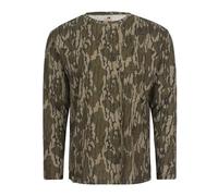 Mossy Oak Men's Camo Long Sleeve Hunting Shirt, Cotton Blend Camouflage Lightweight Shirt for Turkey Hunting, Fishing, Hiking, Original Bottomland, Large